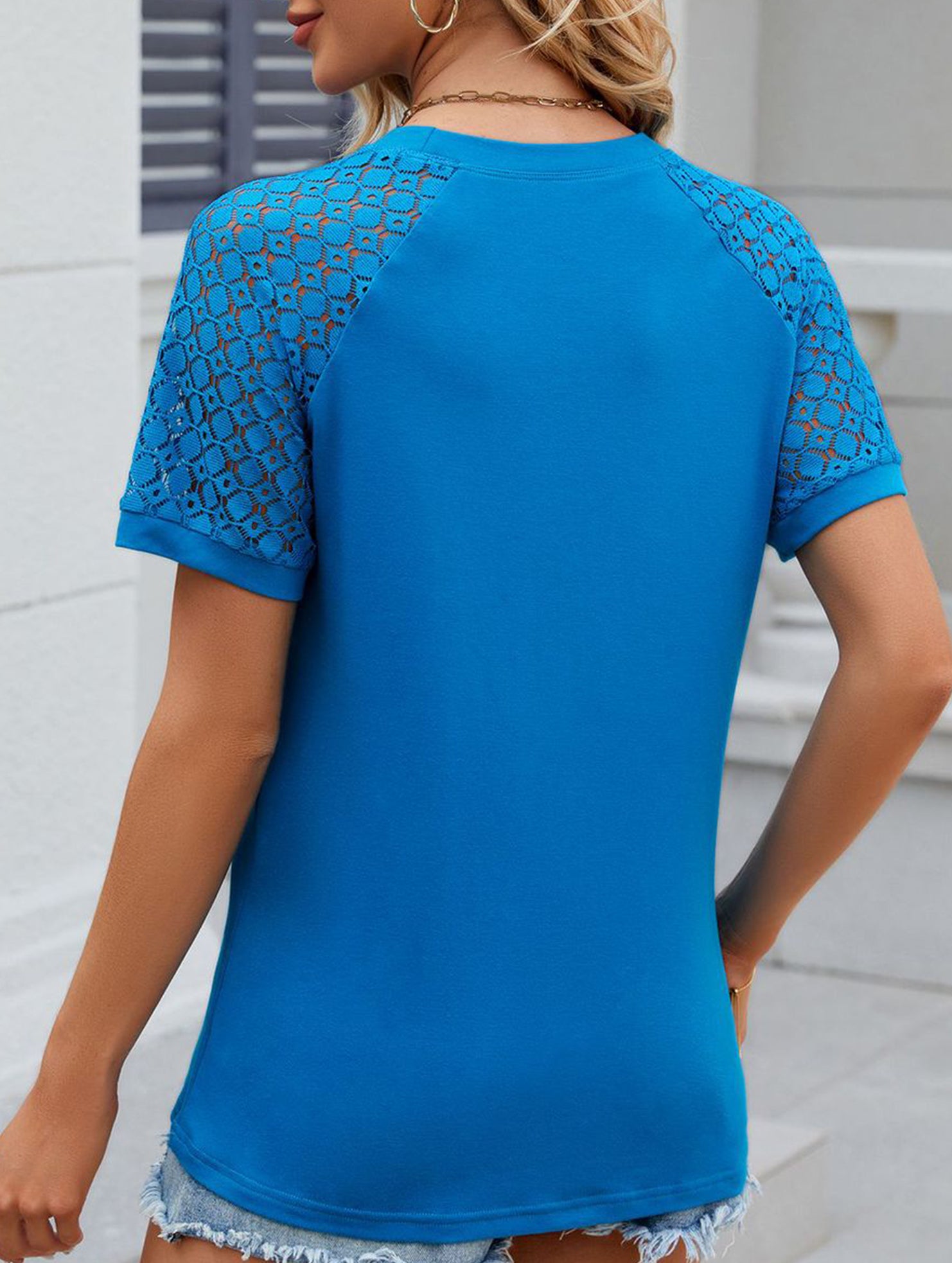 Lace Patch Crewneck Tee