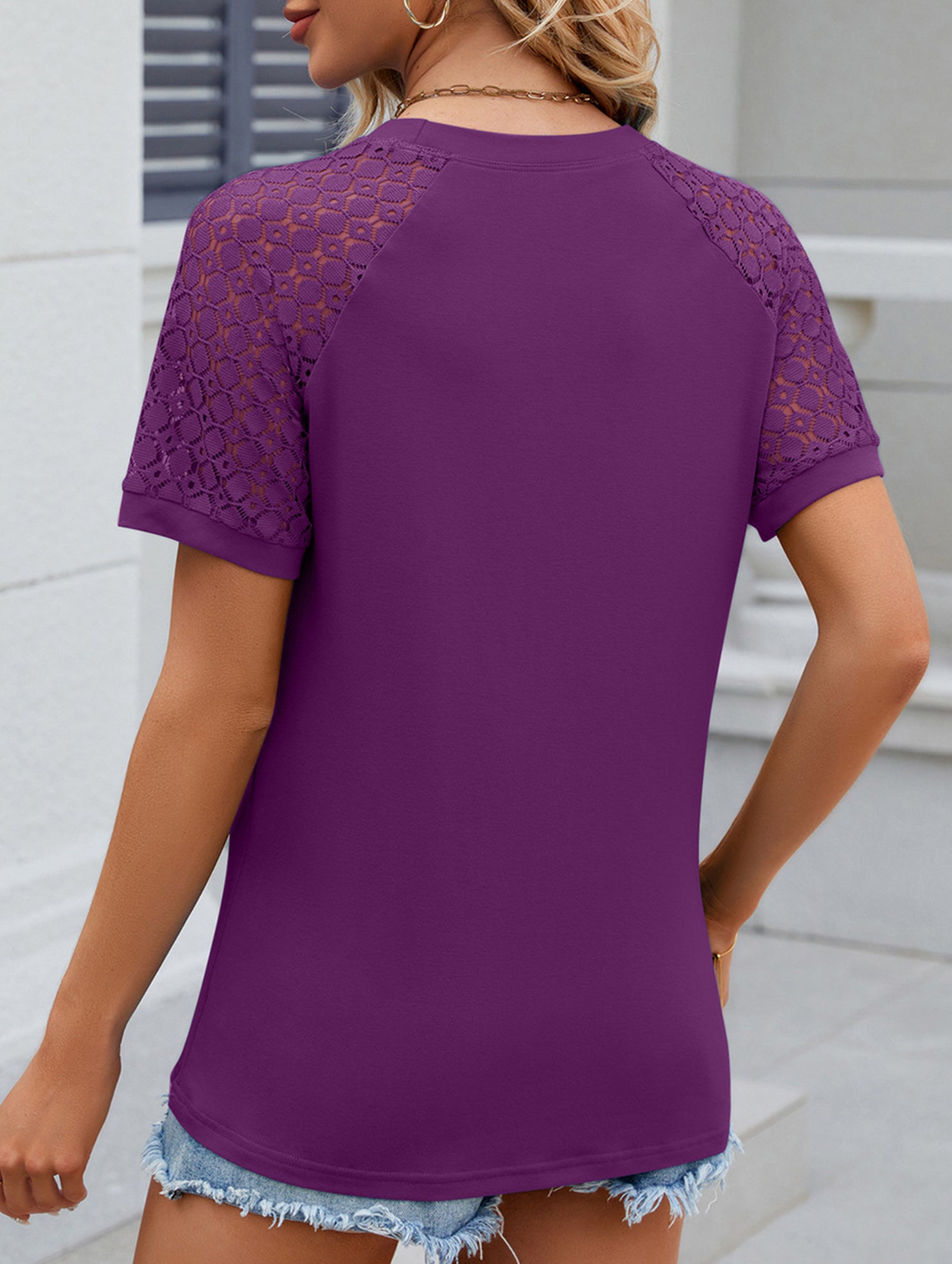 Lace Patch Crewneck Tee
