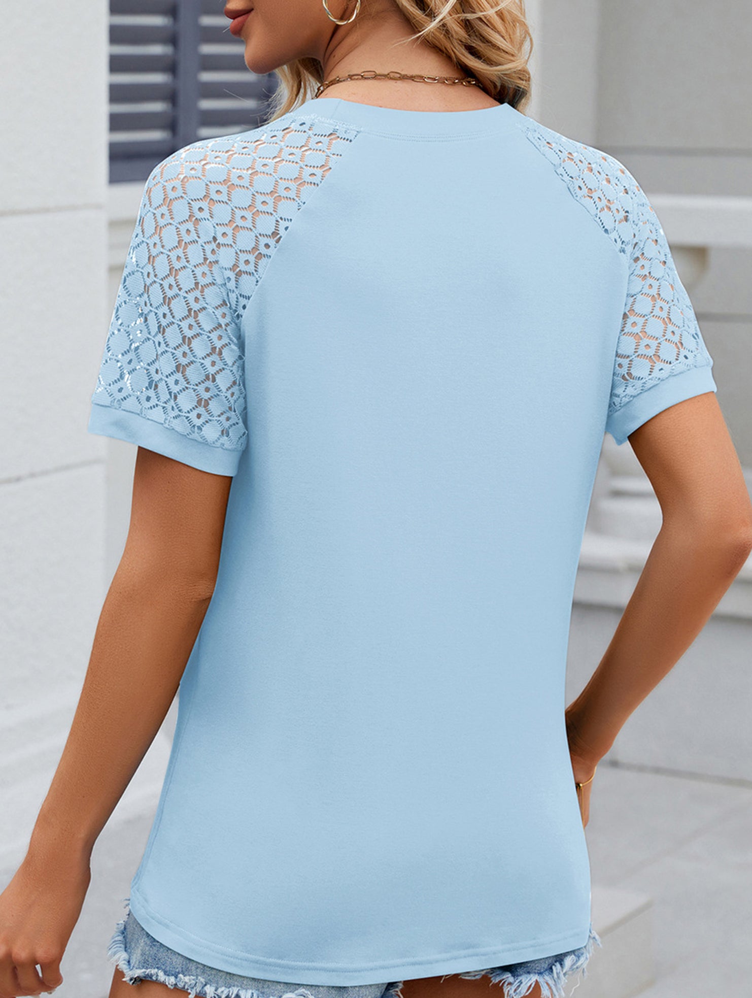 Lace Patch Crewneck Tee