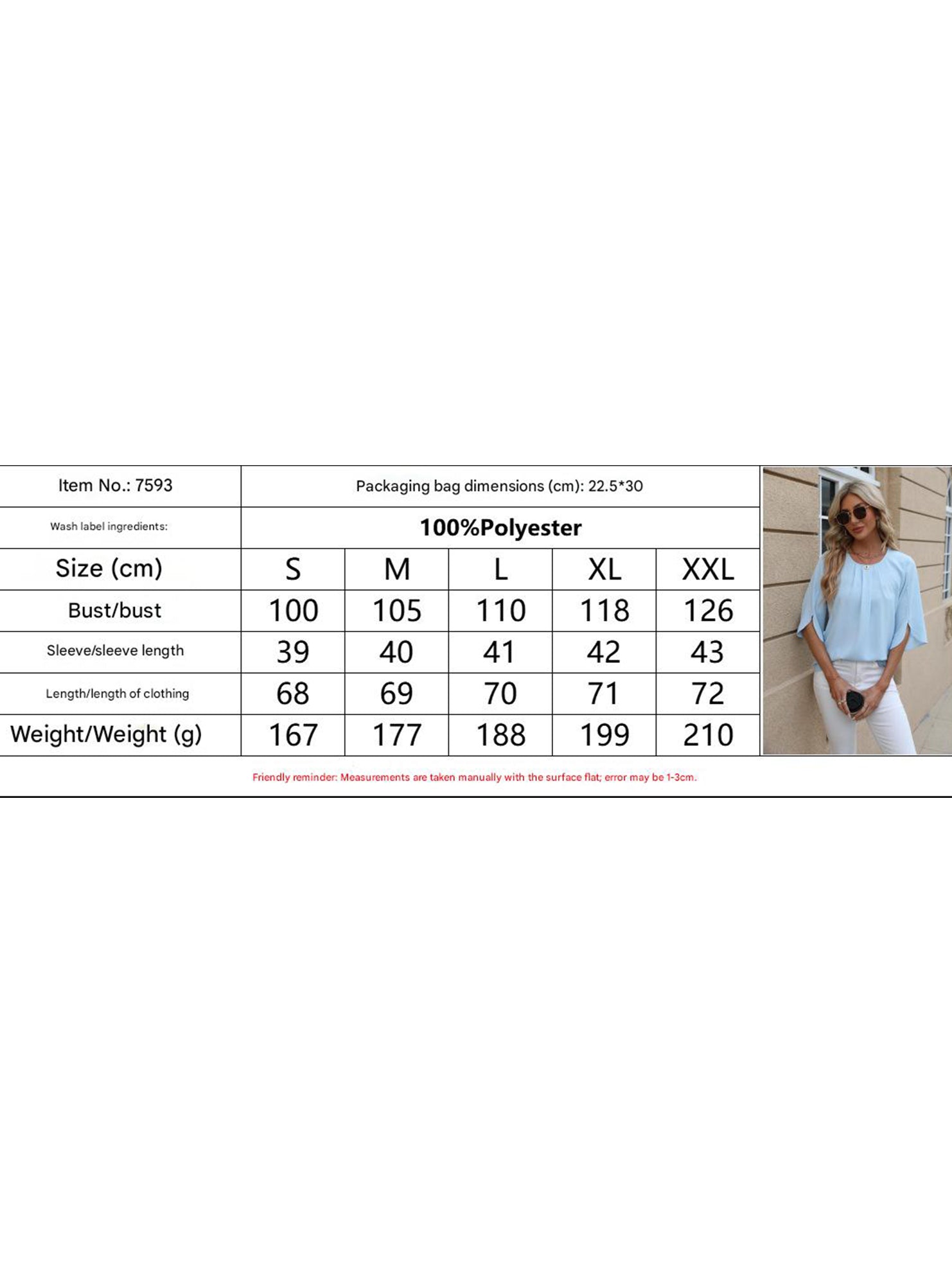 Chiffon Crewneck Half Sleeve Blouse