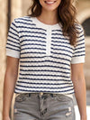Knit Half Button Loose Tee