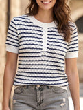 Knit Half Button Loose Tee