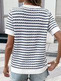 Knit Half Button Loose Tee