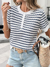 Knit Half Button Loose Tee
