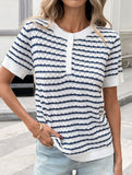 Knit Half Button Loose Tee