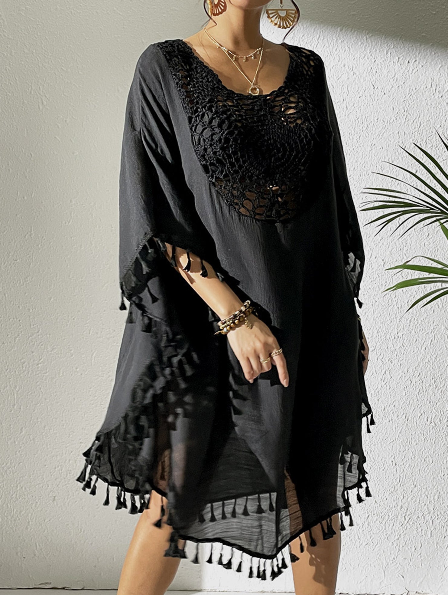 Crochet Fringe Beach Cover Up Bikini
