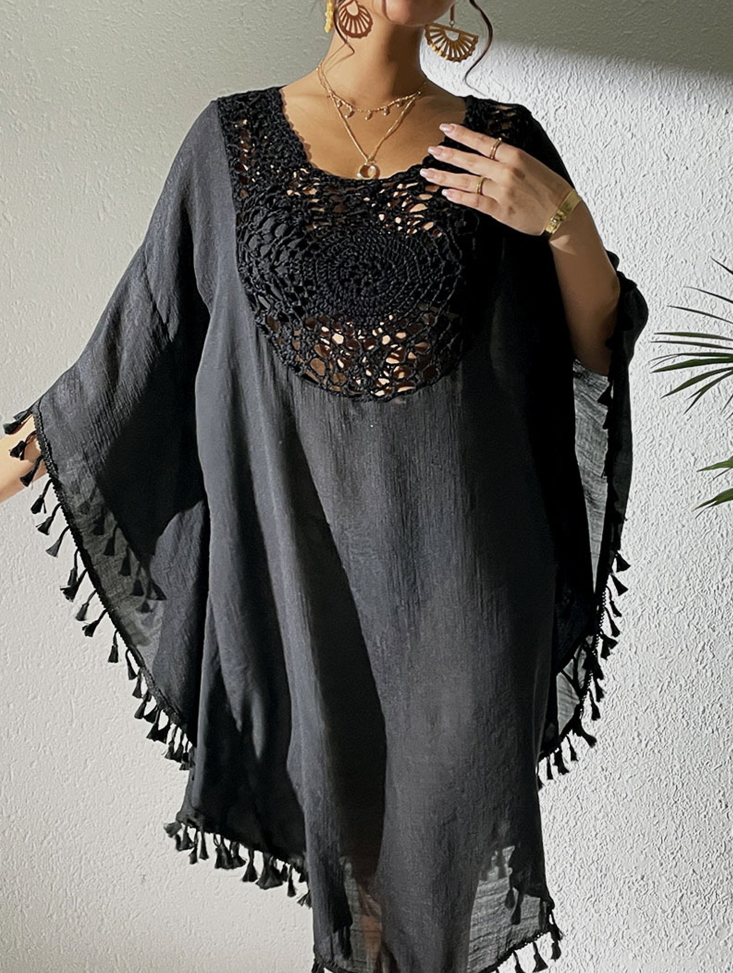 Crochet Fringe Beach Cover Up Bikini