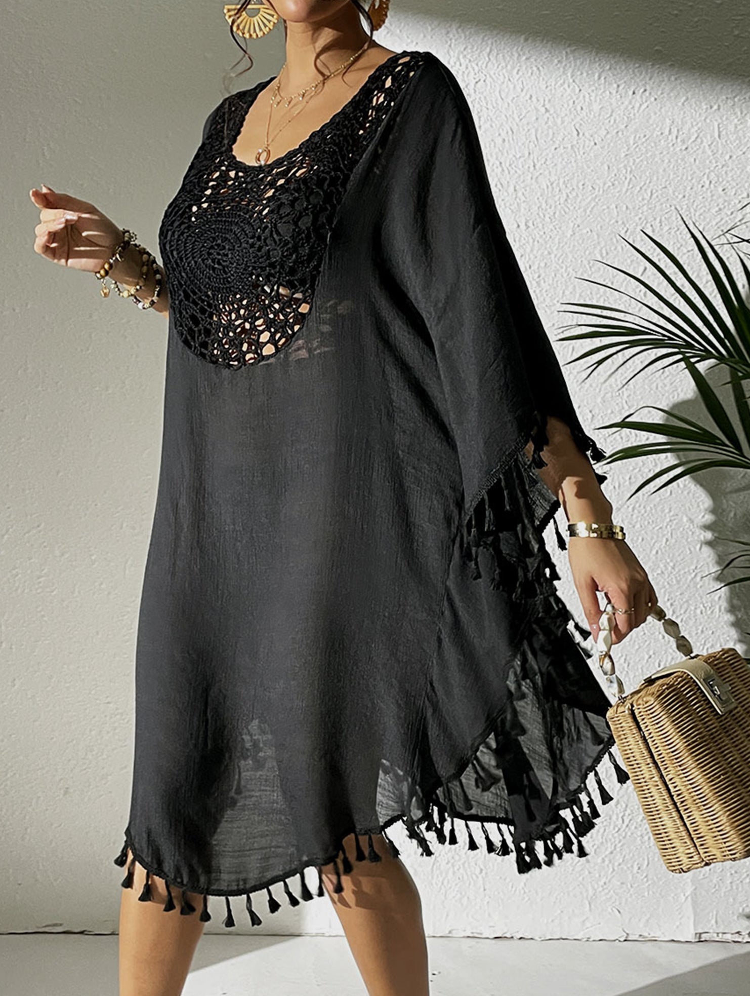 Crochet Fringe Beach Cover Up Bikini
