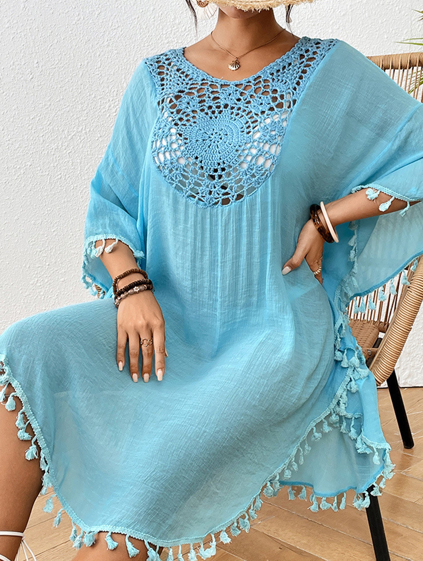 Crochet Fringe Beach Cover Up Bikini