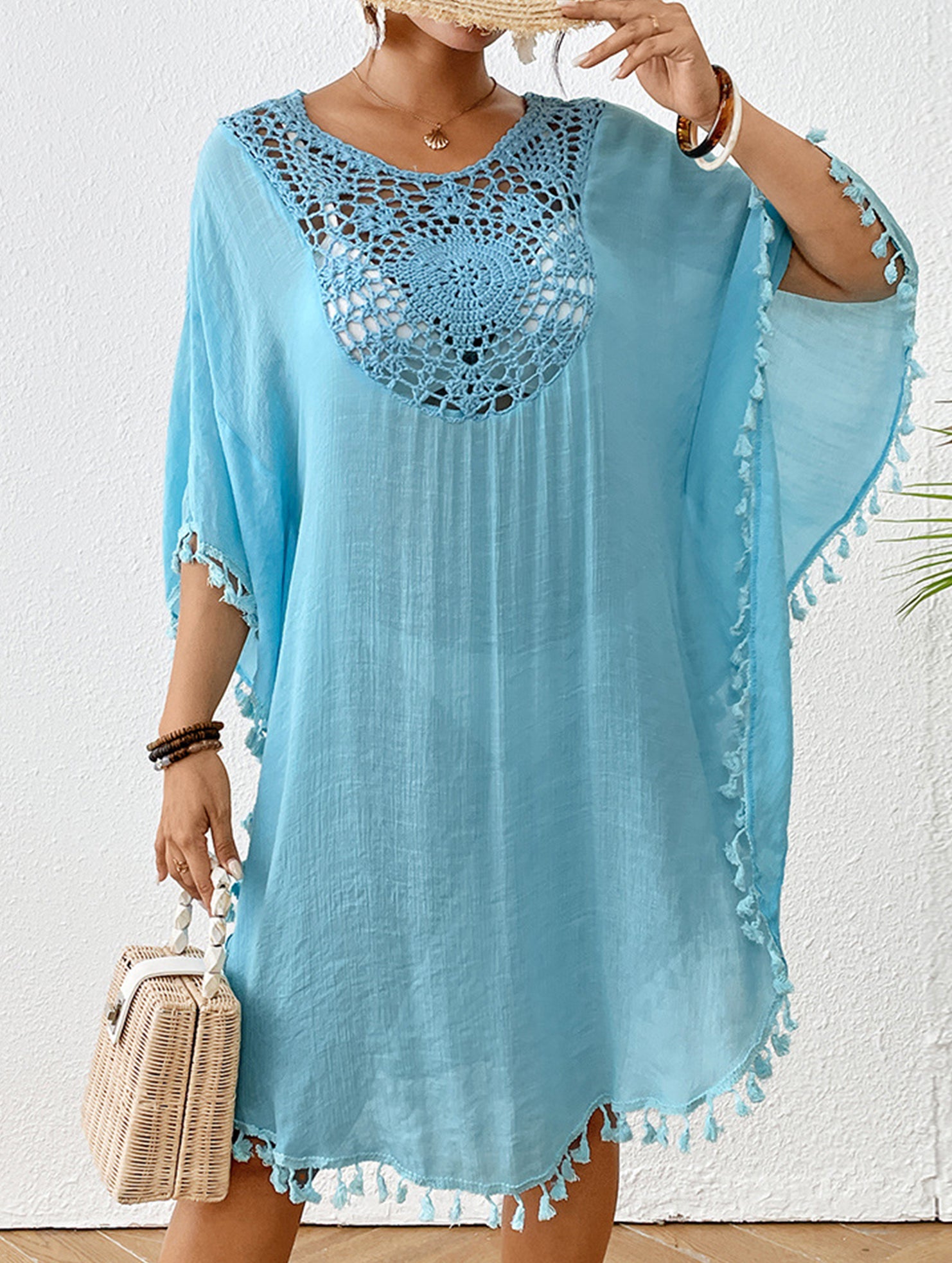 Crochet Fringe Beach Cover Up Bikini