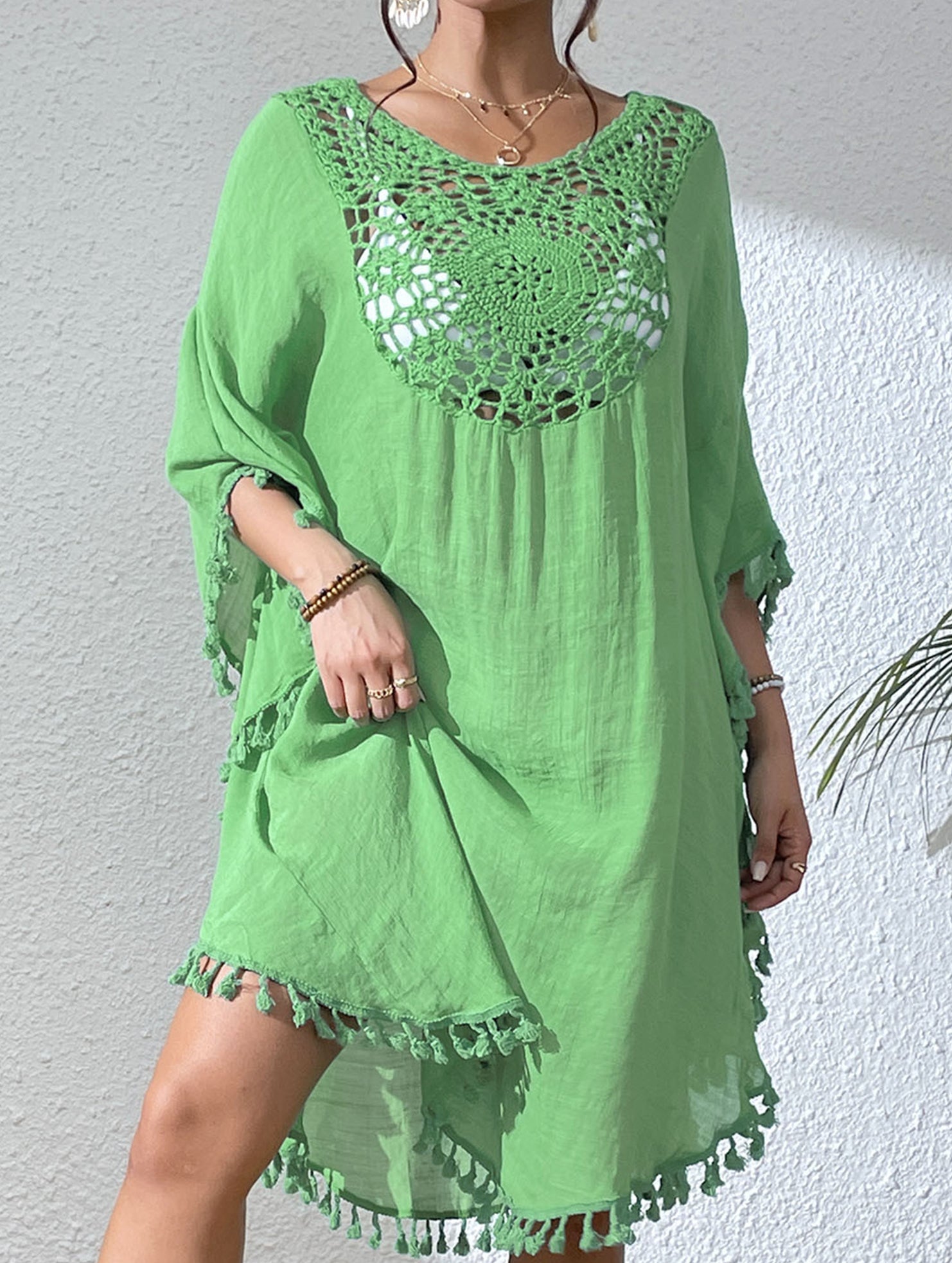 Crochet Fringe Beach Cover Up Bikini