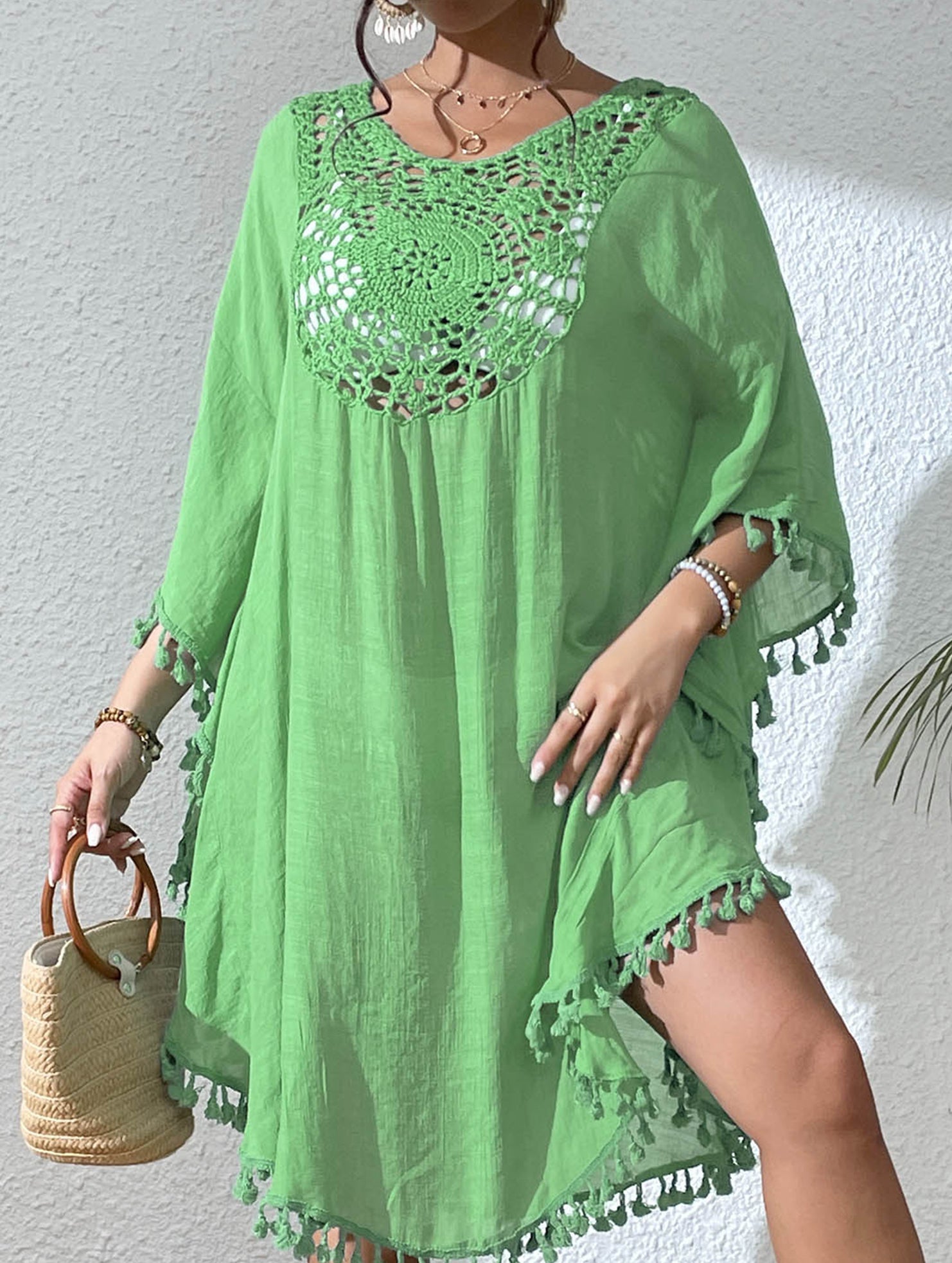 Crochet Fringe Beach Cover Up Bikini