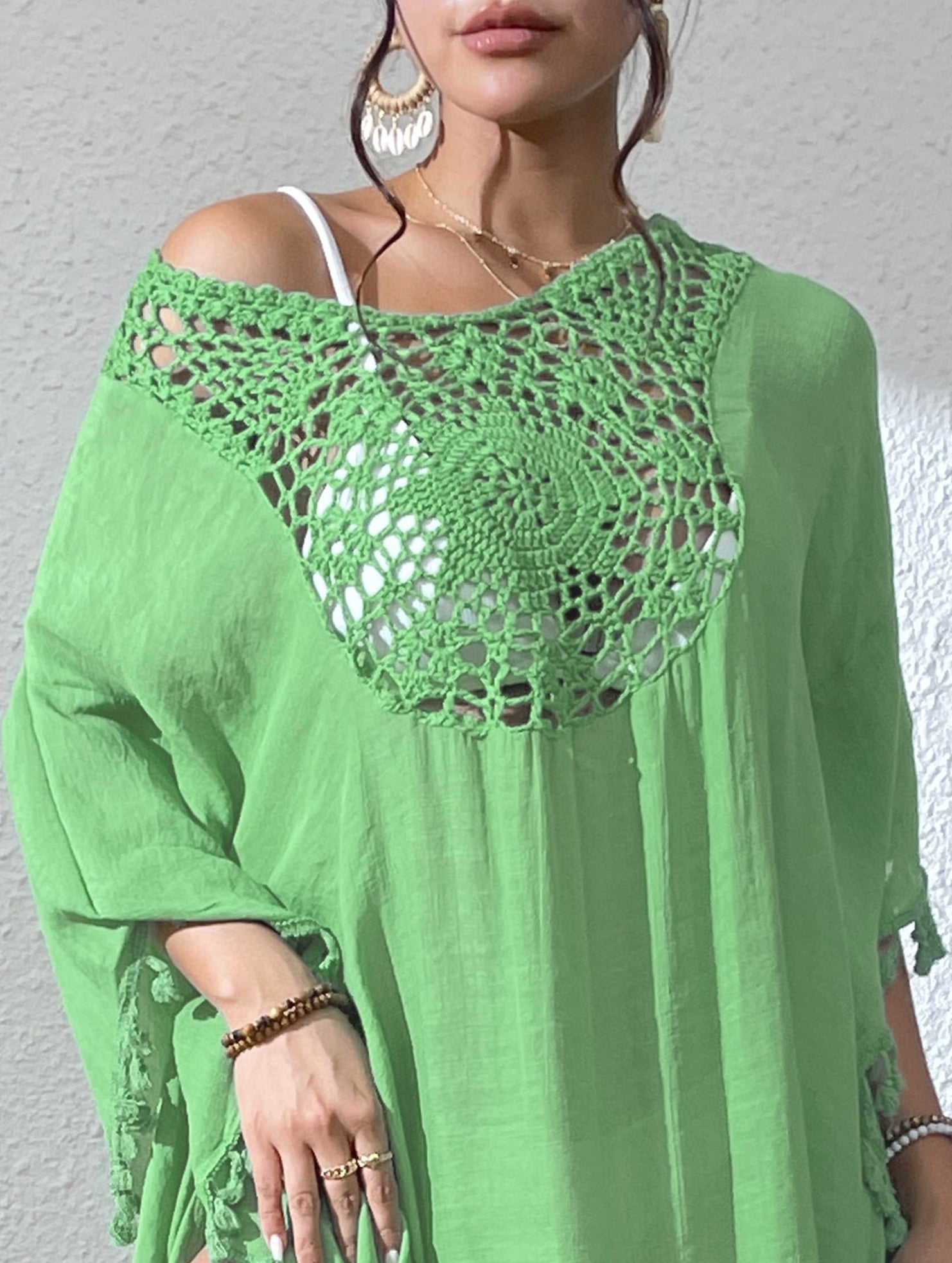 Crochet Fringe Beach Cover Up Bikini