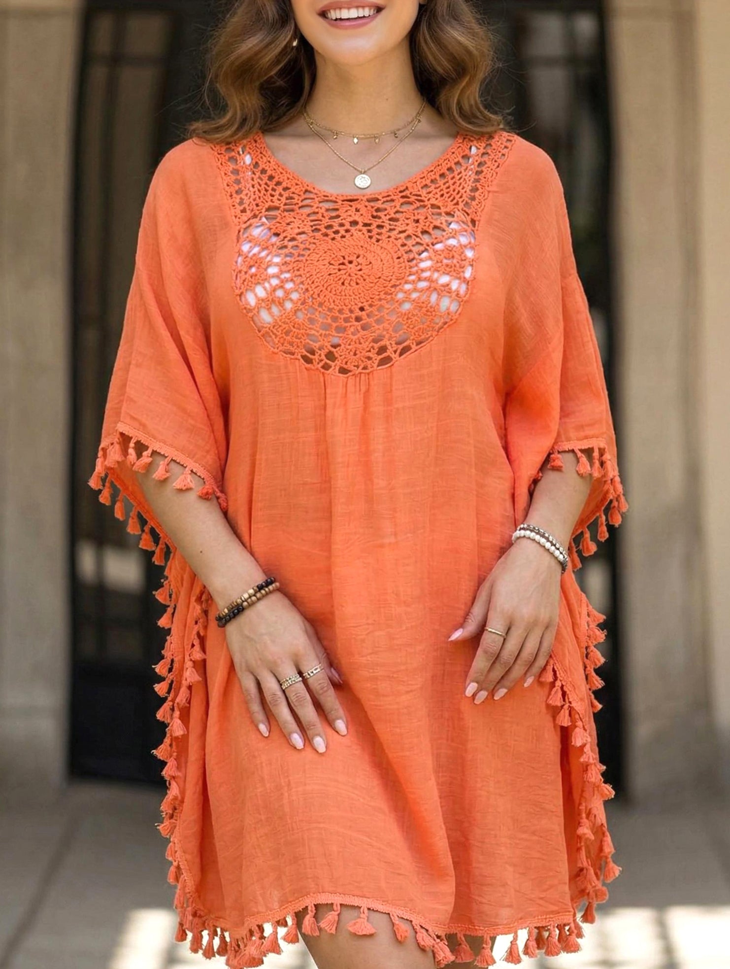 Crochet Fringe Beach Cover Up Bikini