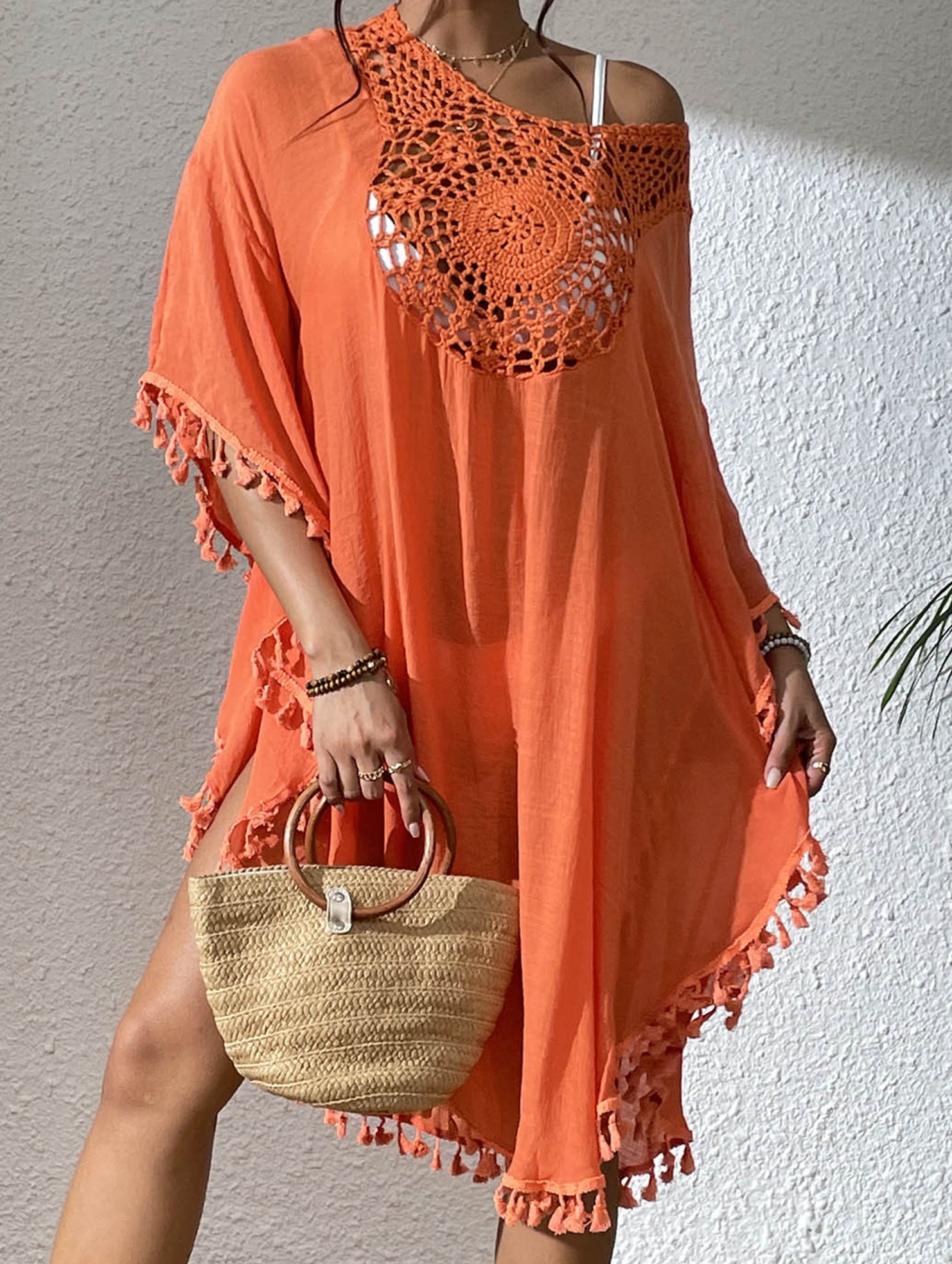 Crochet Fringe Beach Cover Up Bikini