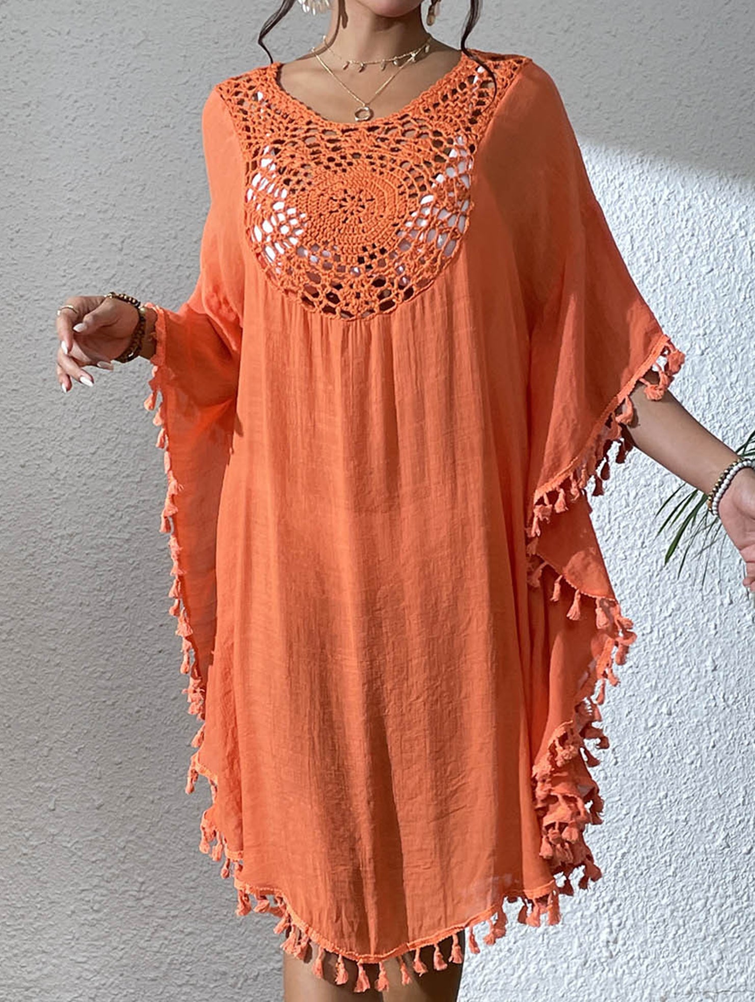 Crochet Fringe Beach Cover Up Bikini