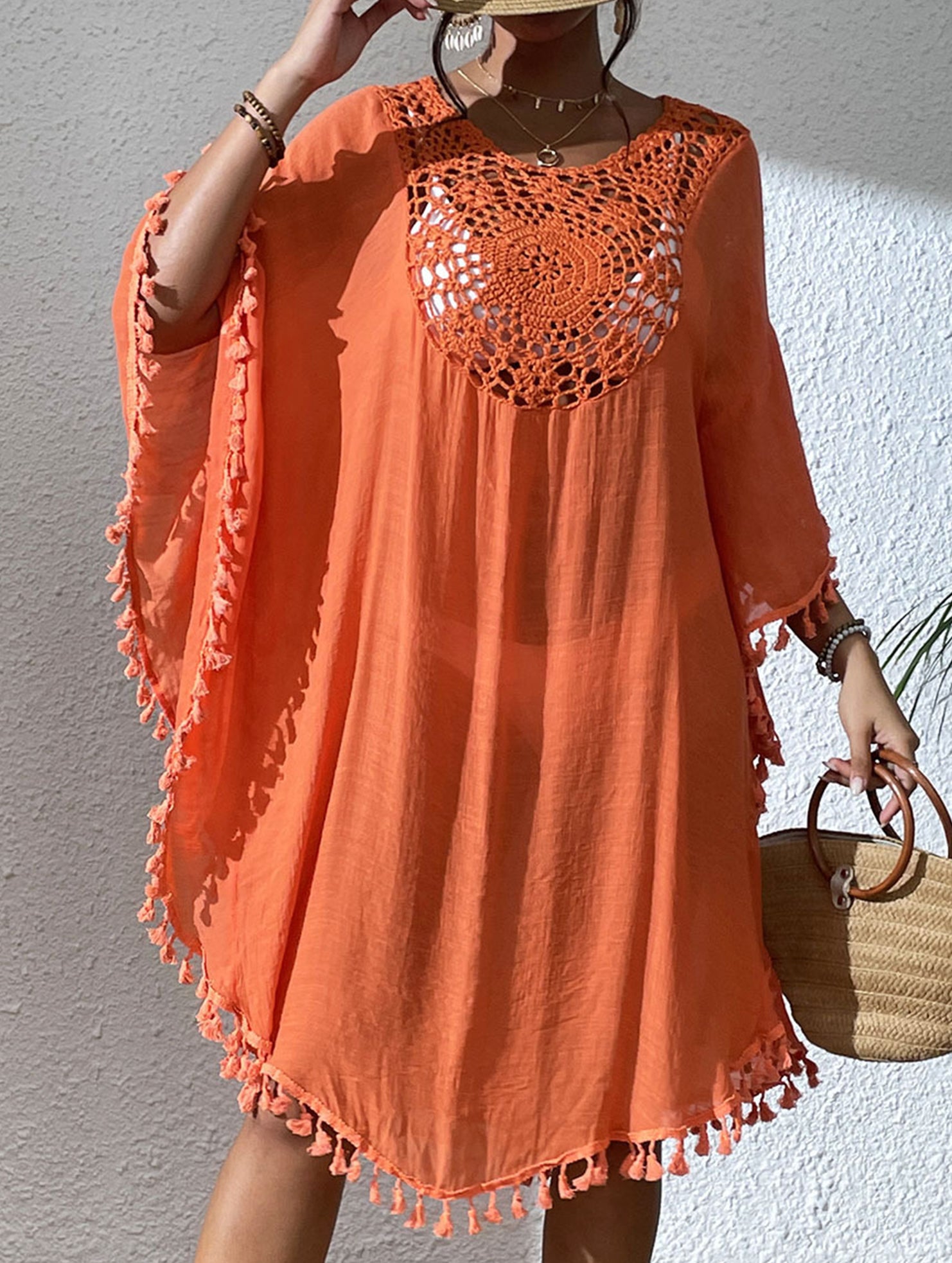 Crochet Fringe Beach Cover Up Bikini