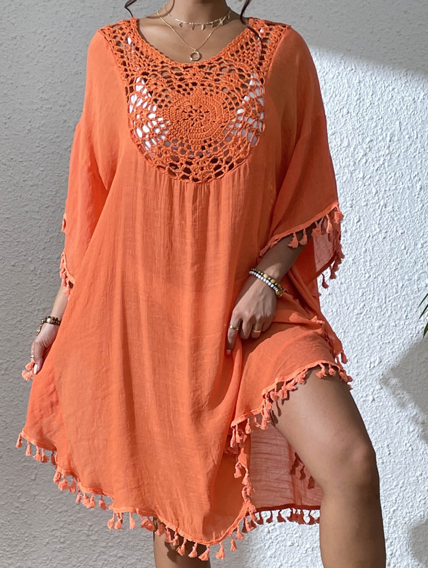 Crochet Fringe Beach Cover Up Bikini