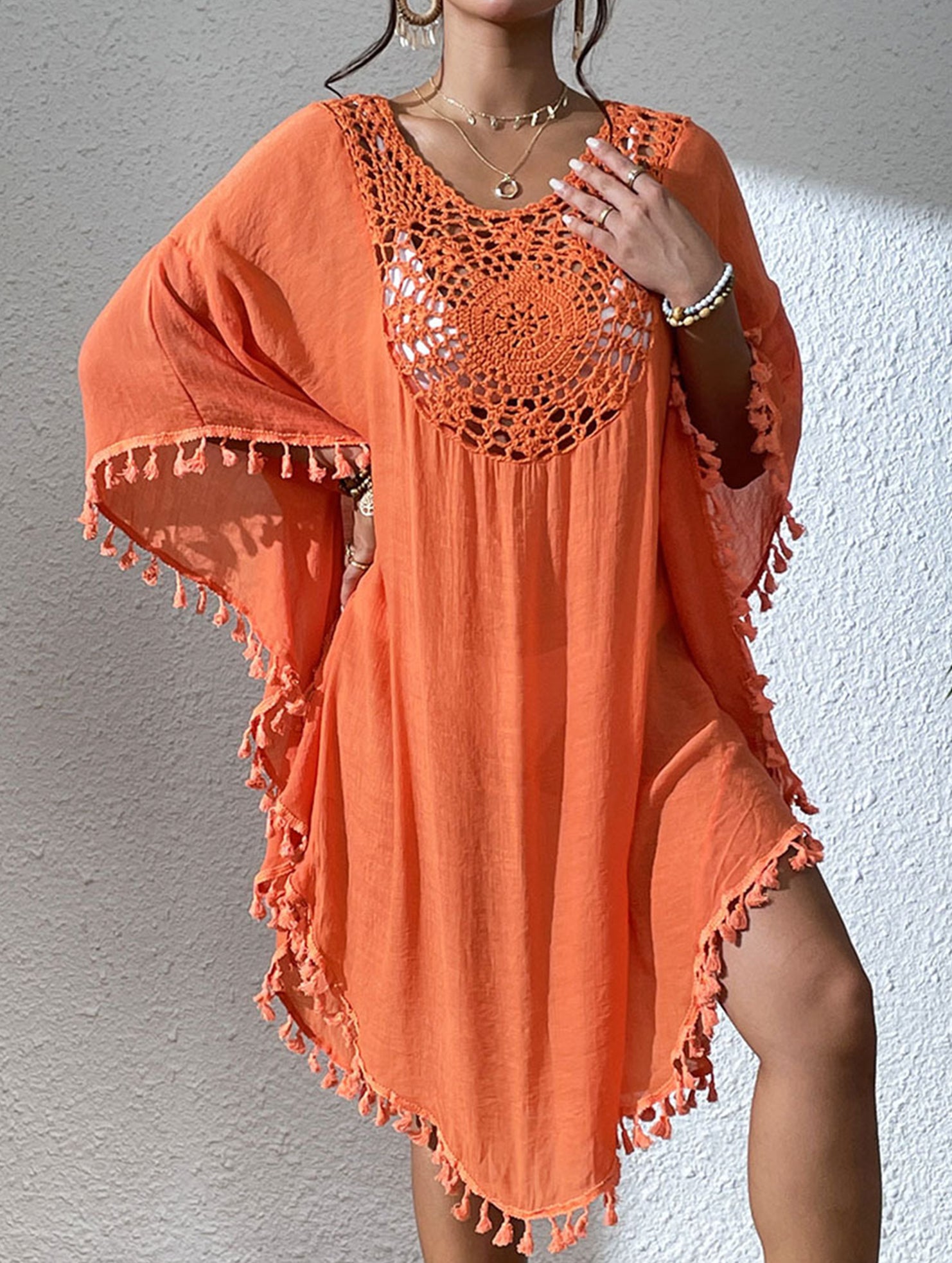 Crochet Fringe Beach Cover Up Bikini
