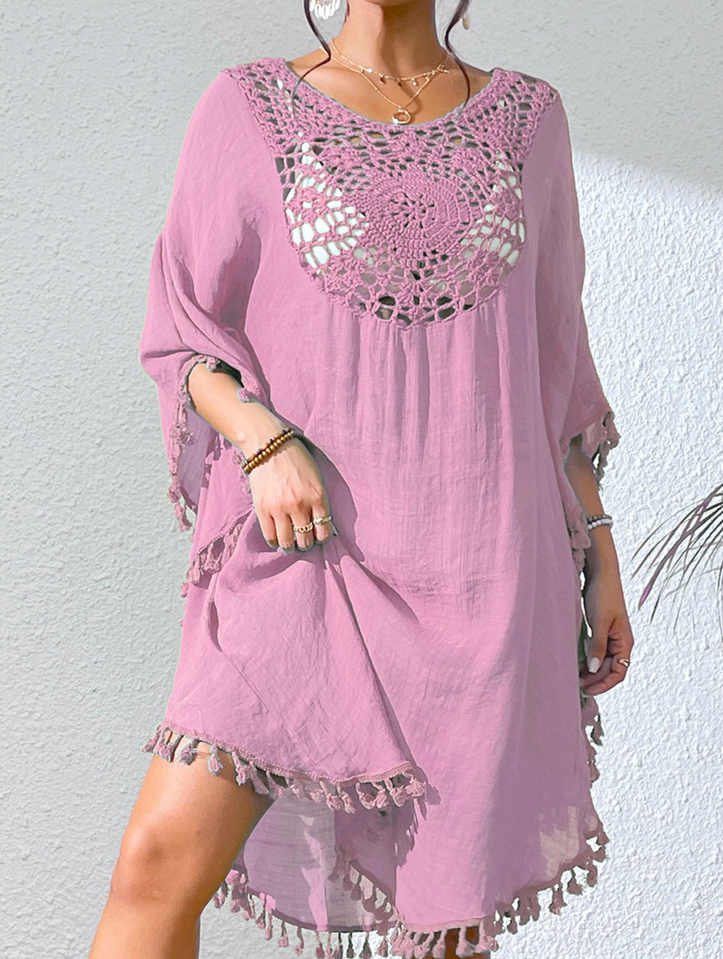 Crochet Fringe Beach Cover Up Bikini