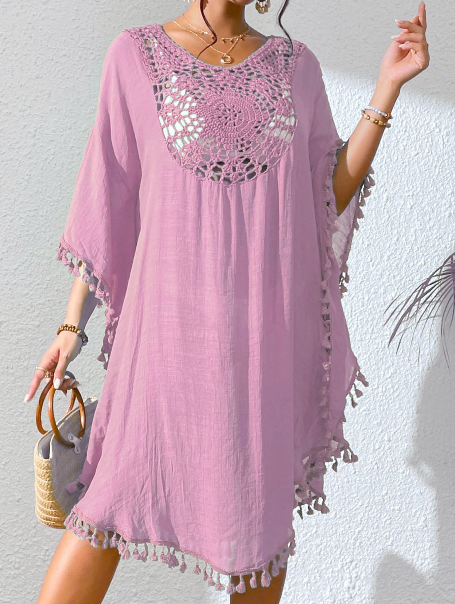 Crochet Fringe Beach Cover Up Bikini