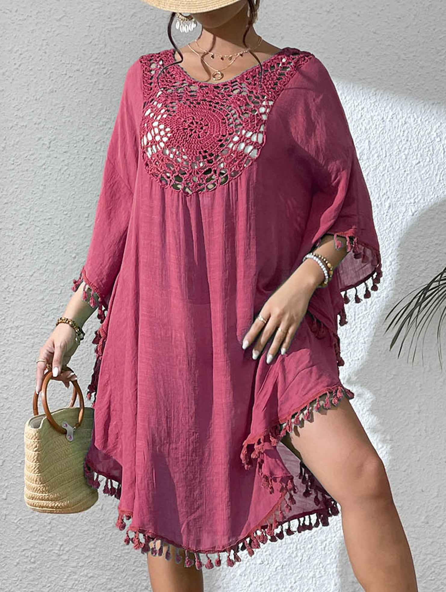 Crochet Fringe Beach Cover Up Bikini