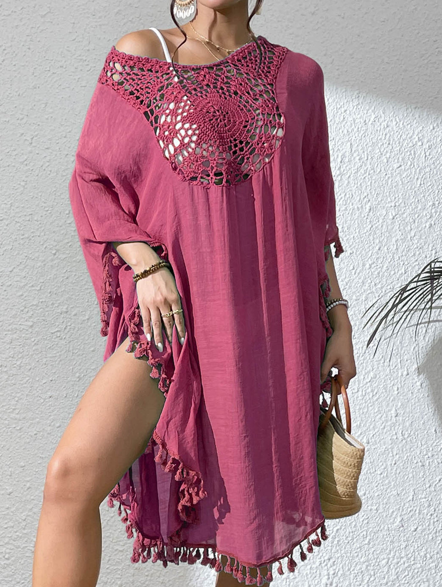 Crochet Fringe Beach Cover Up Bikini