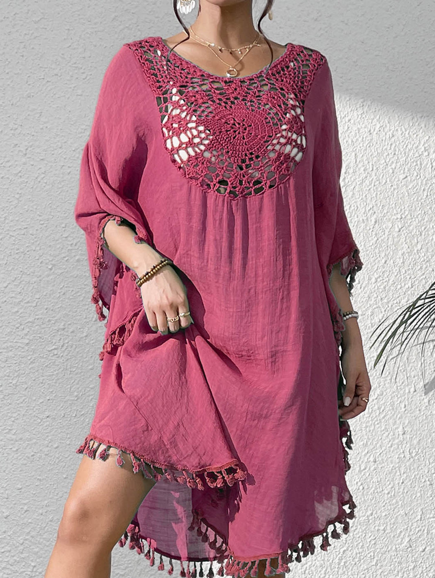 Crochet Fringe Beach Cover Up Bikini