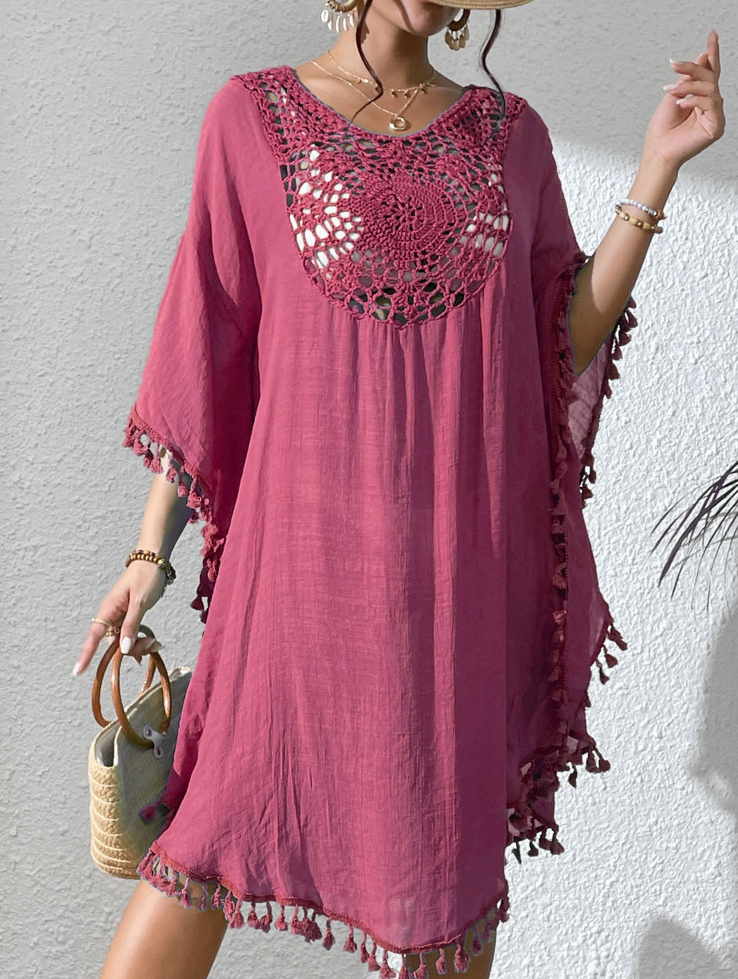 Crochet Fringe Beach Cover Up Bikini