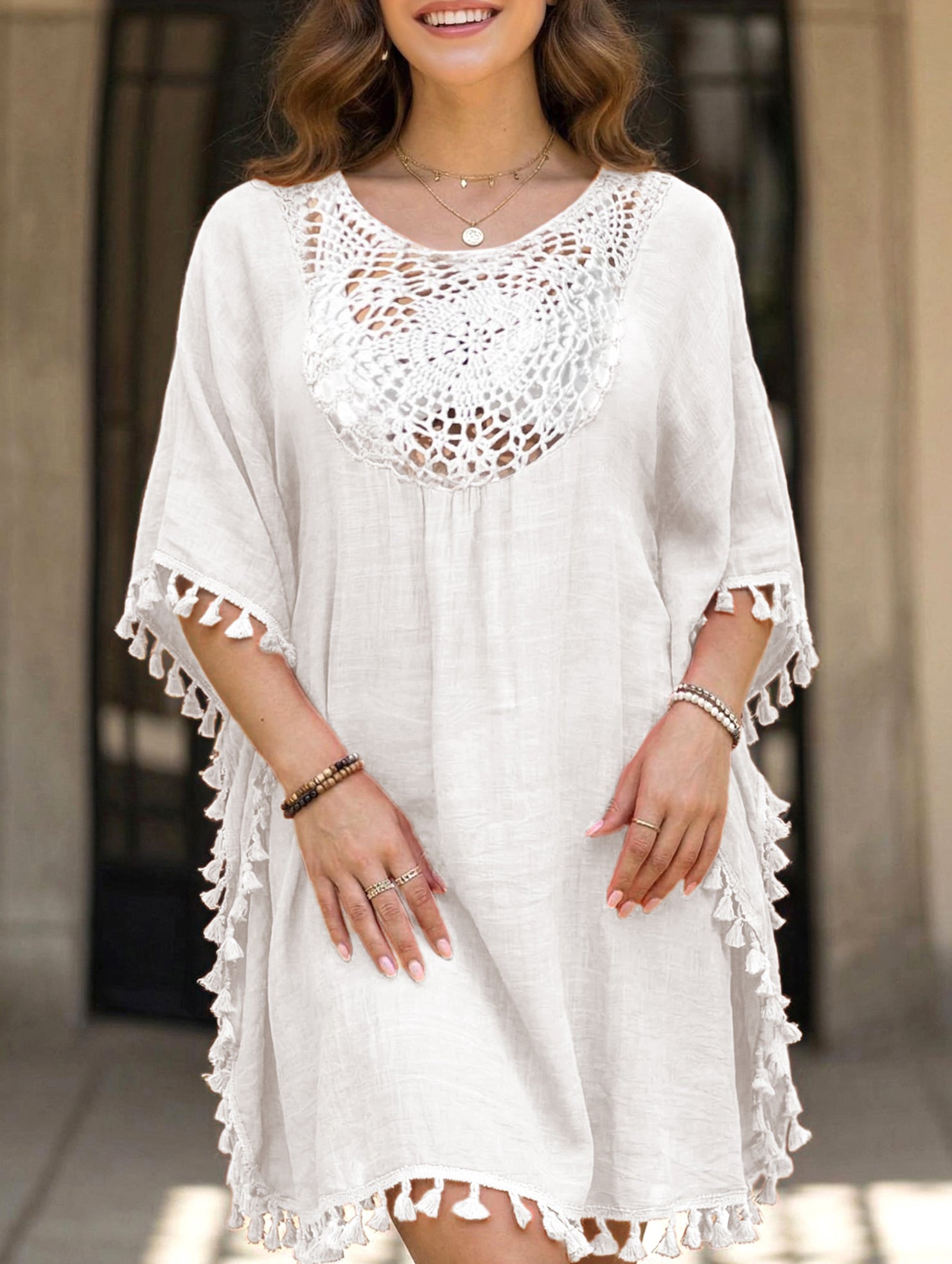 Crochet Fringe Beach Cover Up Bikini