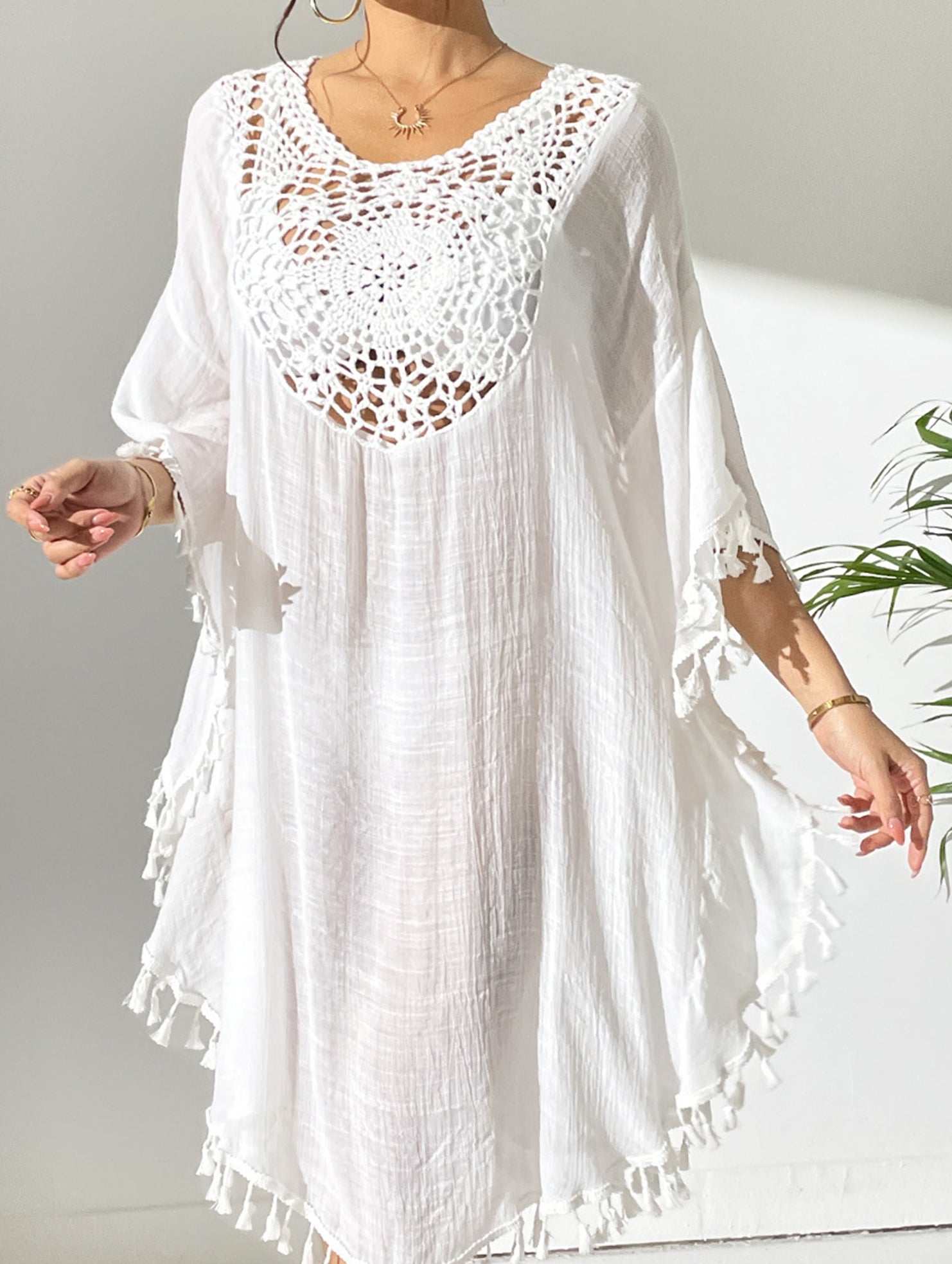 Crochet Fringe Beach Cover Up Bikini