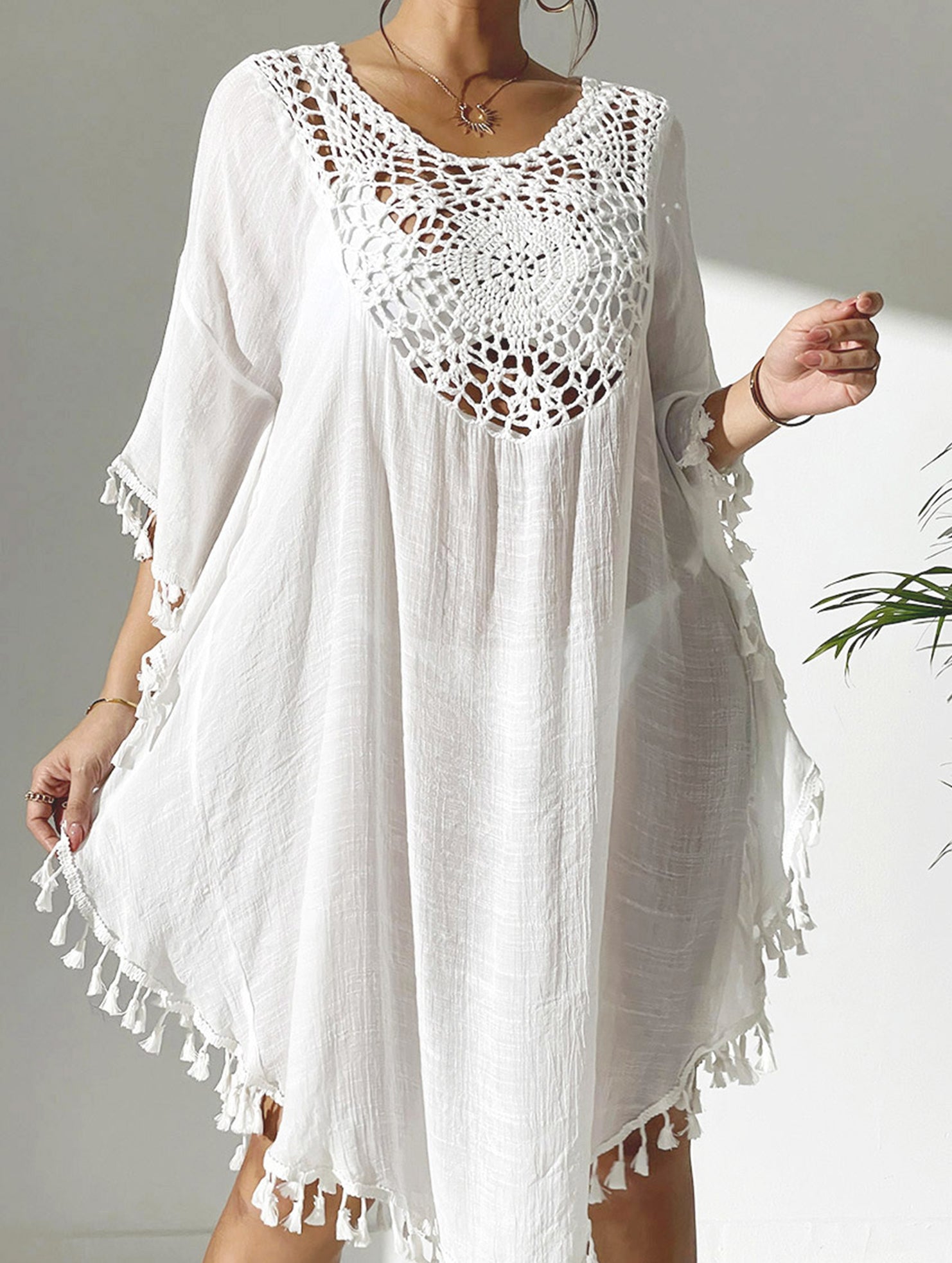 Crochet Fringe Beach Cover Up Bikini