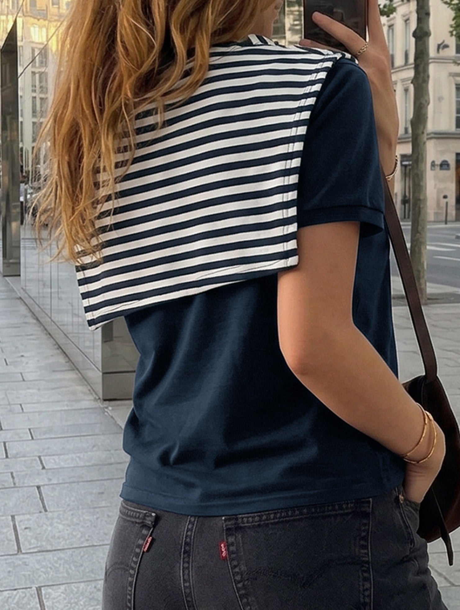 Stripe Shawl Tee_CWTTS00921