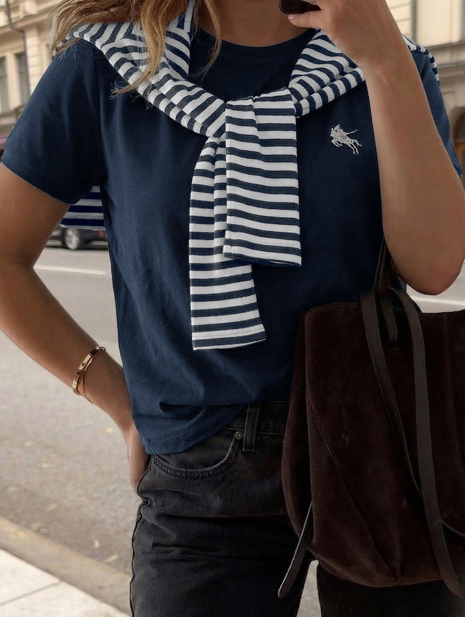 Stripe Shawl Tee_CWTTS00921