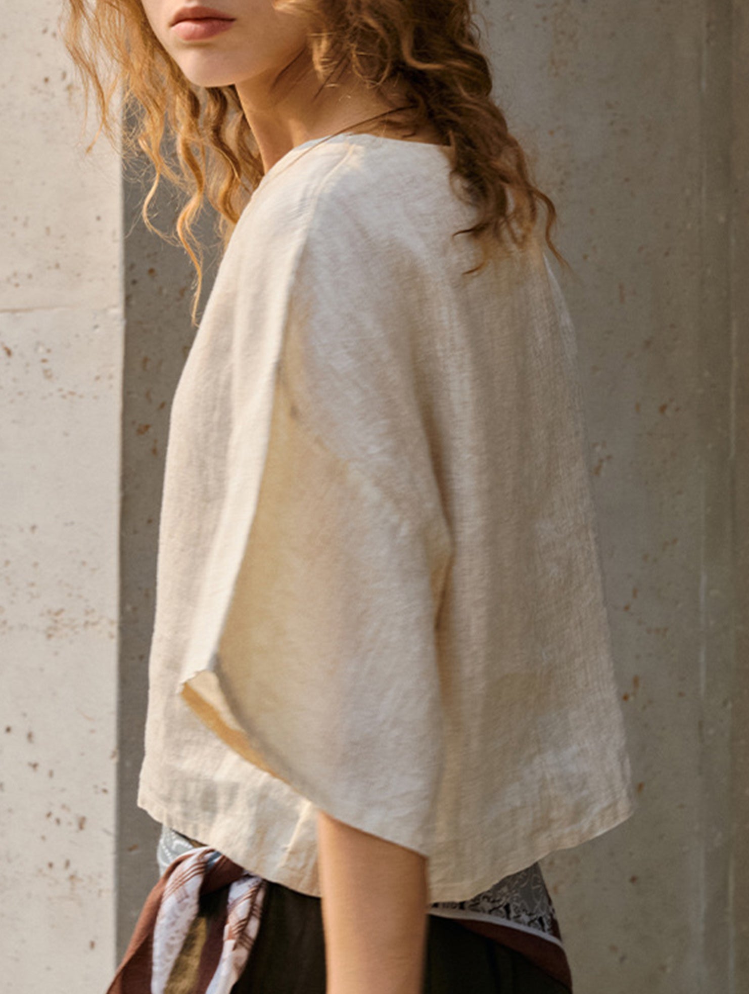 Linen Crewneck Short Sleeve Tee_CWTTS00924