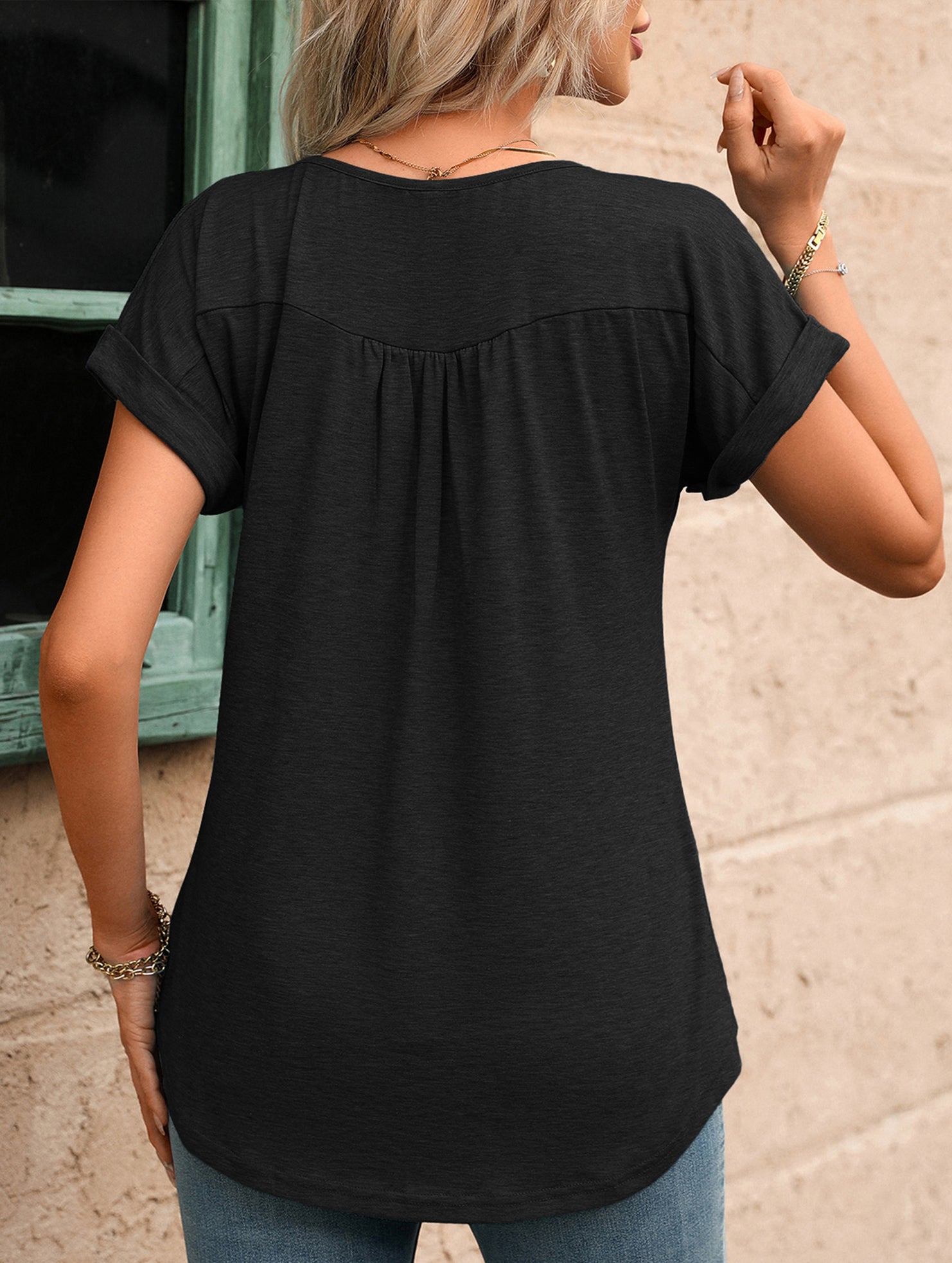 Crewneck Button Loose Tee_CWTTS00942