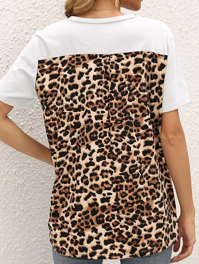 LEOPARD PATTERN BLOCKED CASUAL TOP