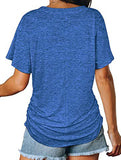 Short-Sleeve T-Shirt Solid Color Casual Loose V-Neck Top