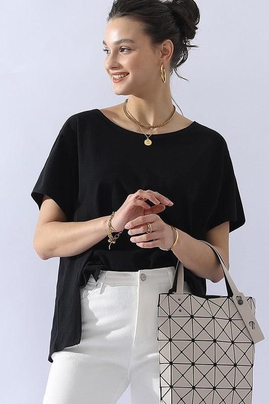 LOOSE FIT ROUND NECK SHORT SLEEVE T SHIRT TOP - Doublju