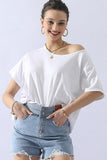 LOOSE FIT ROUND NECK SHORT SLEEVE T SHIRT TOP - Doublju
