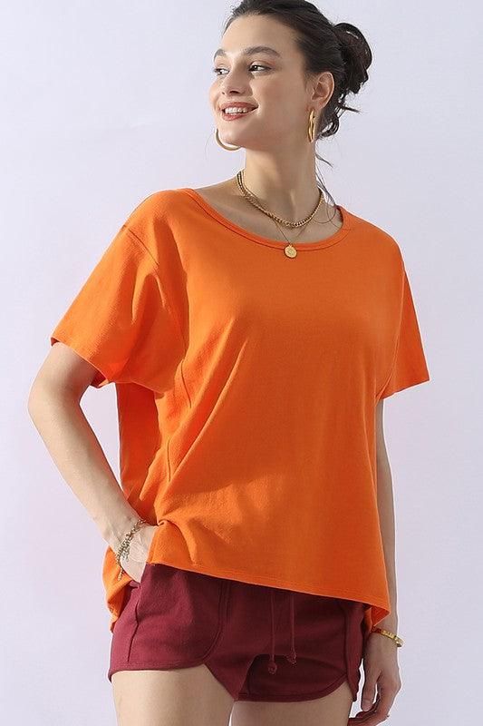 LOOSE FIT ROUND NECK SHORT SLEEVE T SHIRT TOP - Doublju