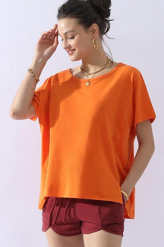 LOOSE FIT ROUND NECK SHORT SLEEVE T SHIRT TOP - Doublju