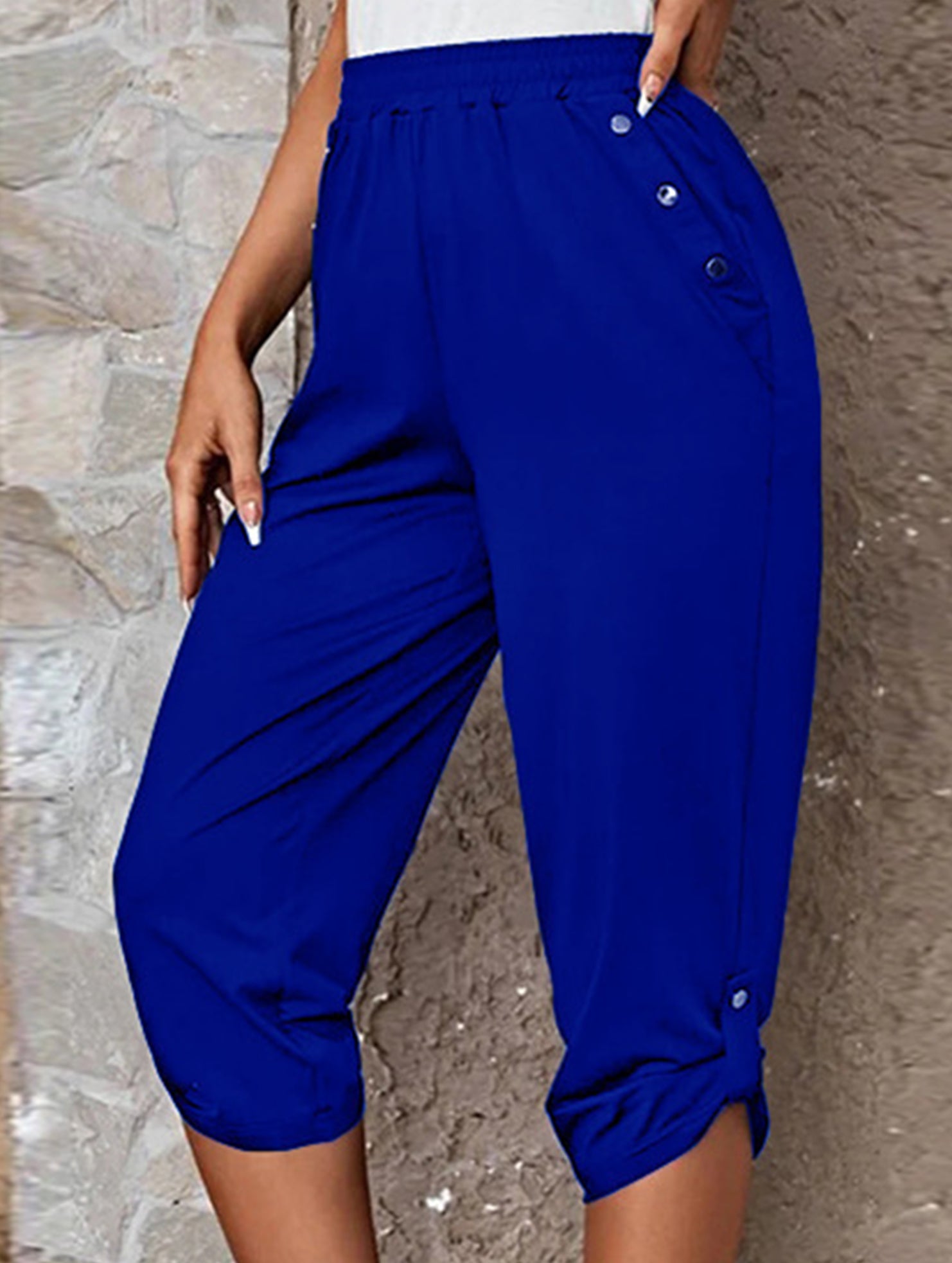 Casual Elastic Capri Pants