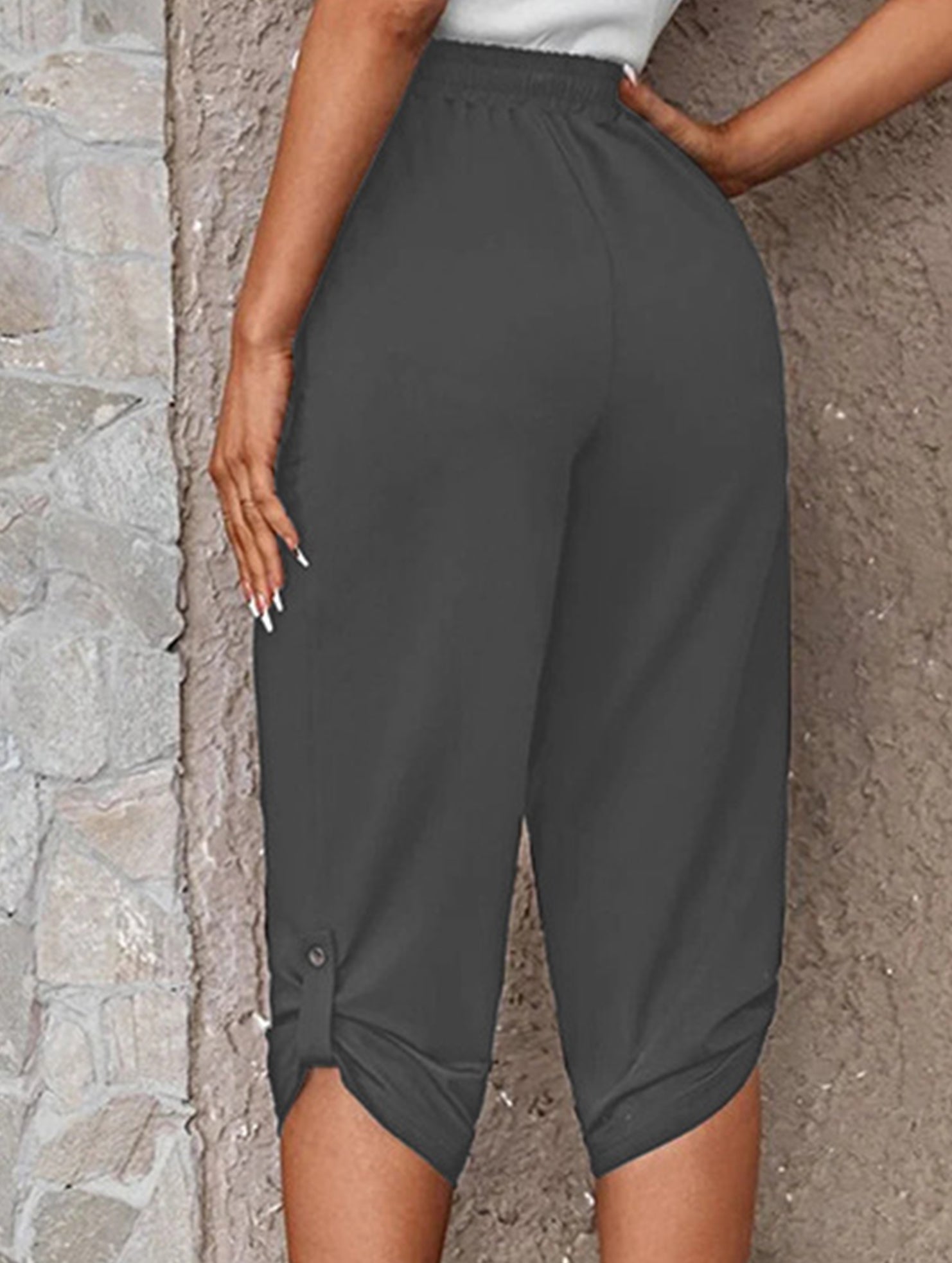 Casual Elastic Capri Pants