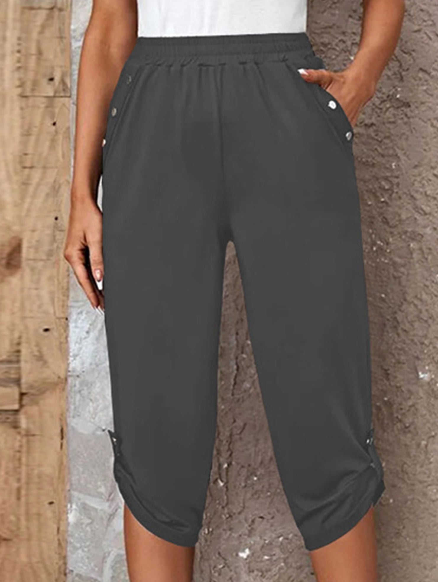 Casual Elastic Capri Pants