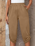 Casual Elastic Capri Pants