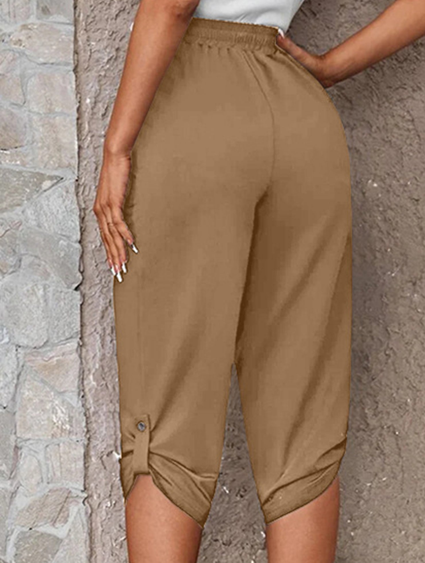 Casual Elastic Capri Pants