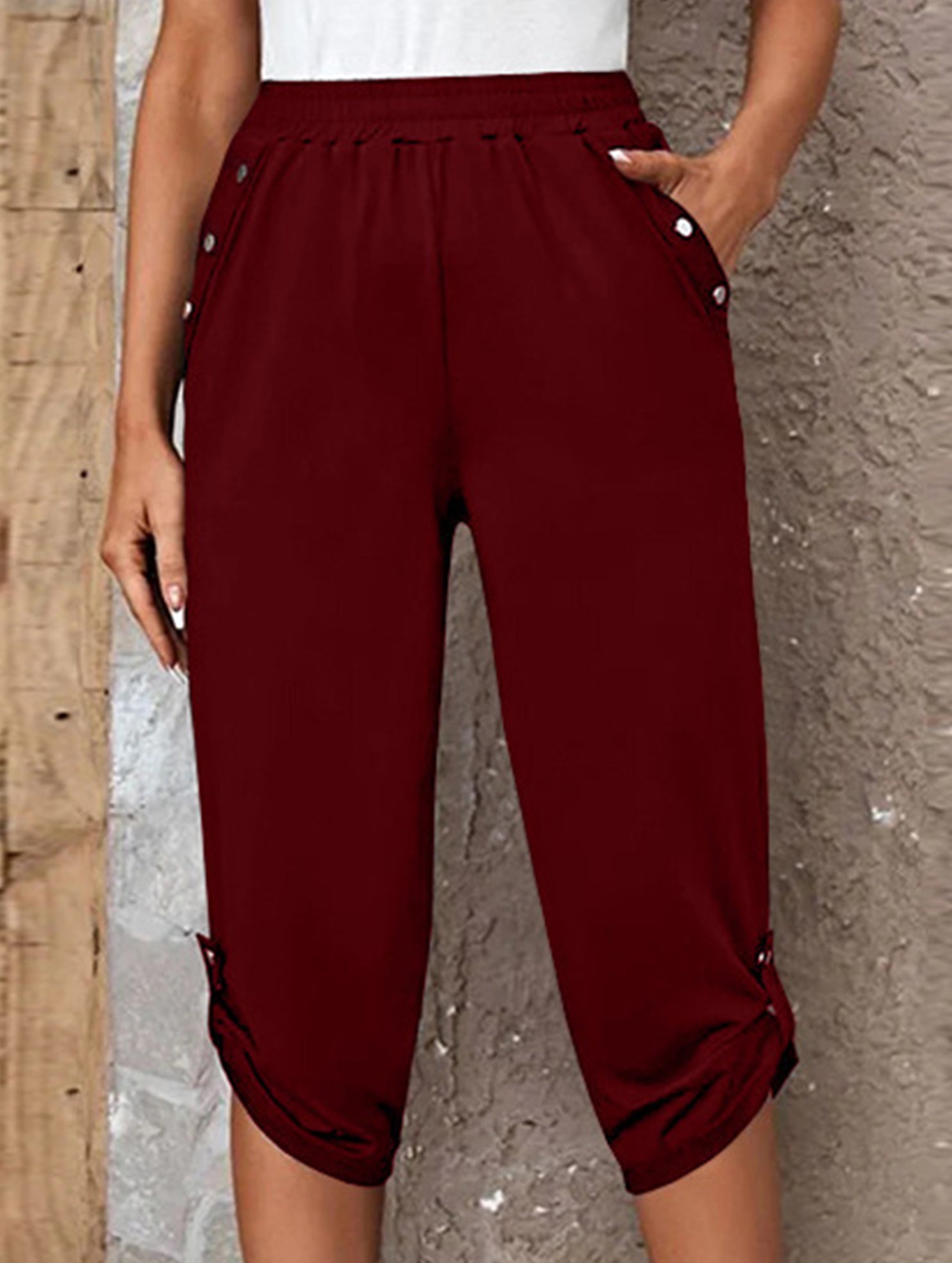 Casual Elastic Capri Pants