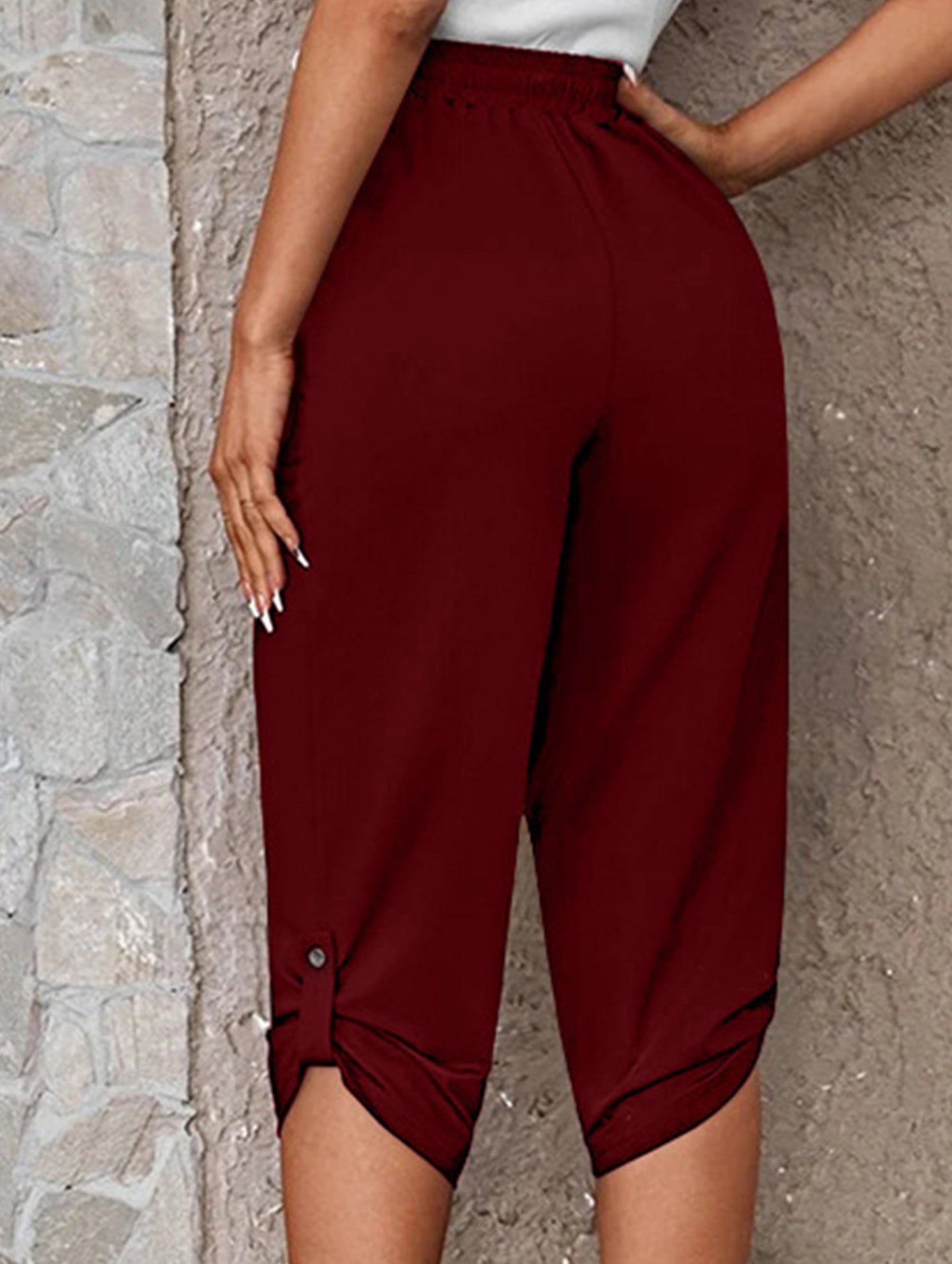 Casual Elastic Capri Pants