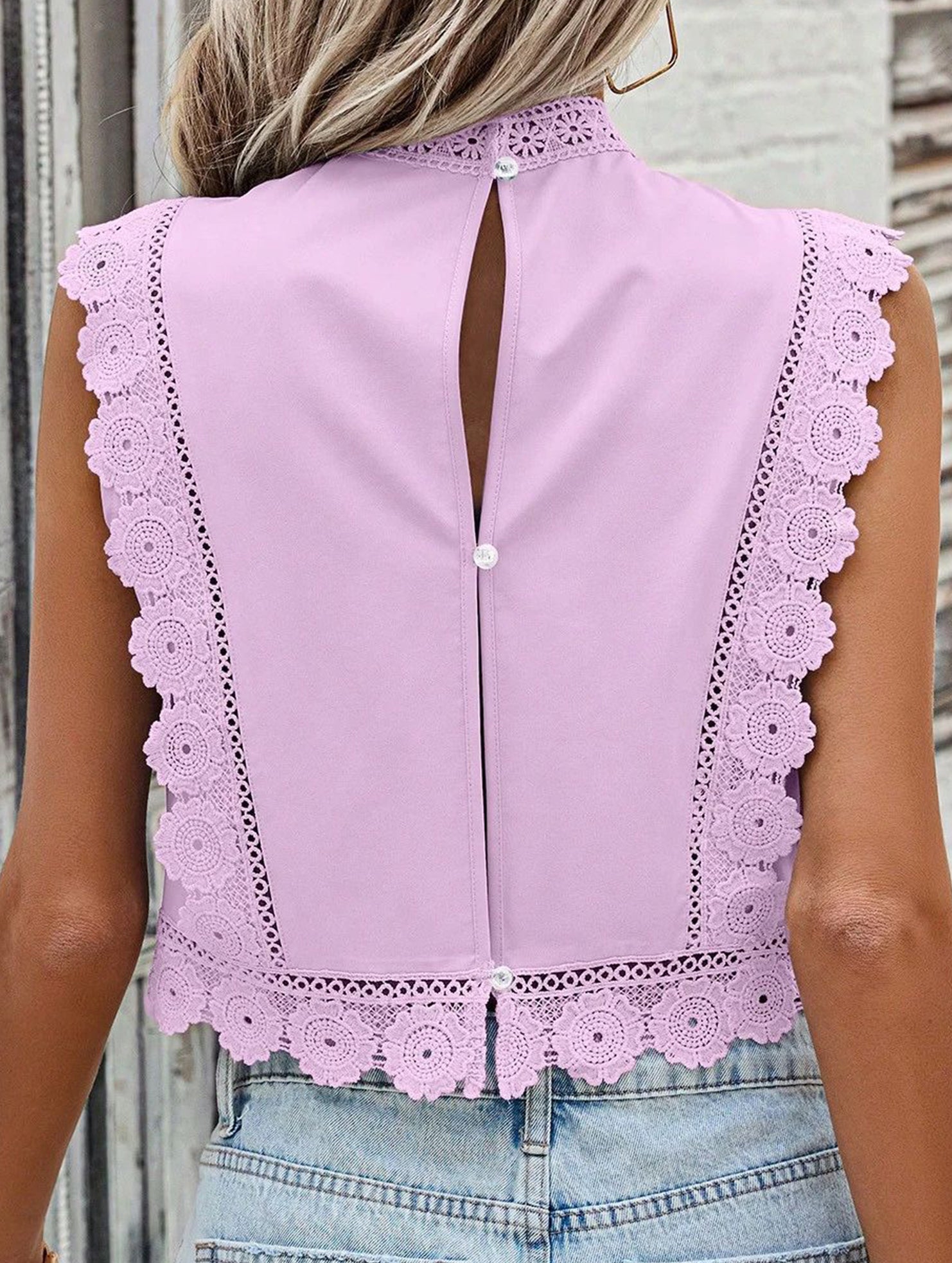 Lace Embroidery Sleeveless Blouse